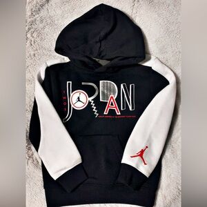 Nike Air Jordan Black and White Hoodie with Red Accents size 4